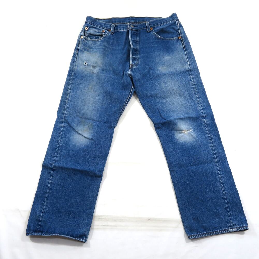 Levis 501 Button Fly Jeans Medium Blue 36x30 Measure 34x26